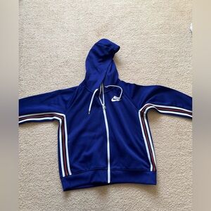 Women's Nike with White trim Full Zip hoodie Jacket blue